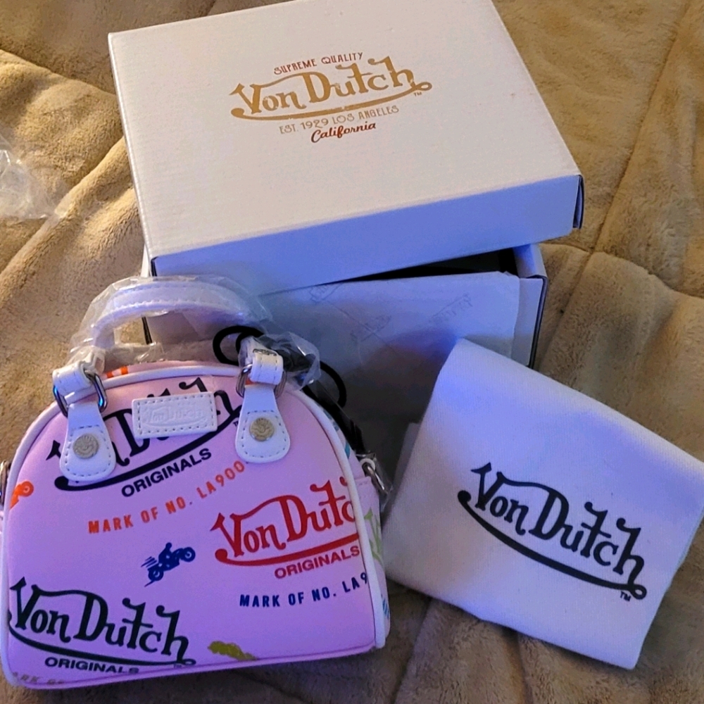 Von Dutch Pink All Over Print Micro Mini Bag